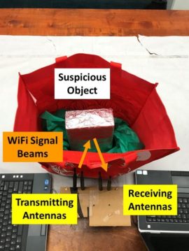 Système pour détecter l'intérieur d'un sac grâce au Wi-Fi. // Source : Data Analysis and Information Security Lab Système pour détecter l'intérieur d'un sac grâce au Wi-Fi. // Source : Data Analysis and Information Security Lab