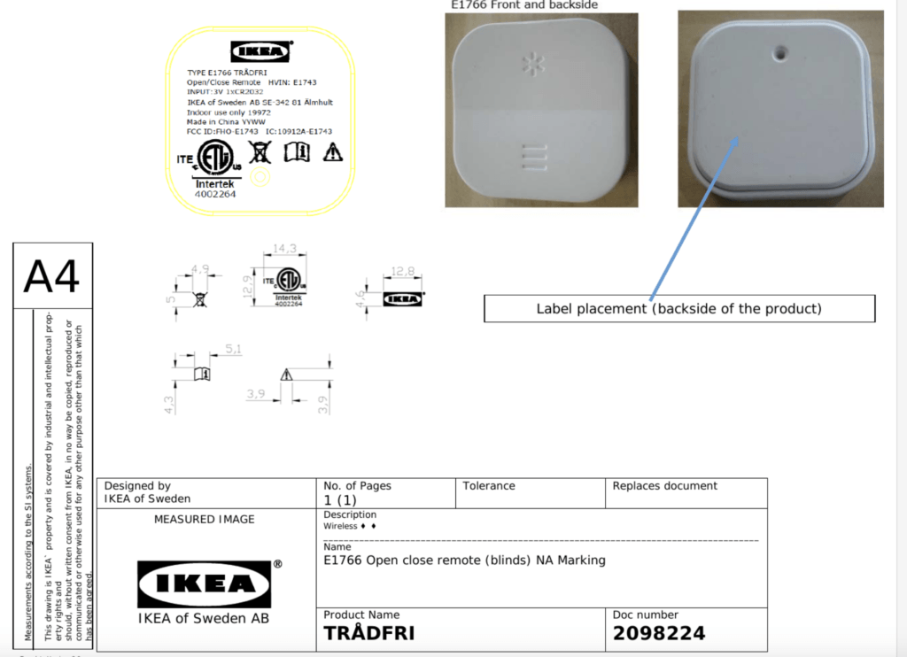 Commande volets Ikea // Source : Ikea Commande volets Ikea // Source : Ikea