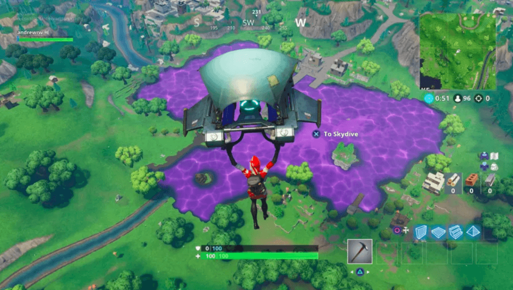 Capture d'écran du Loot Lake transformé, prise par The Verge // Source : Fortnite/The Verge