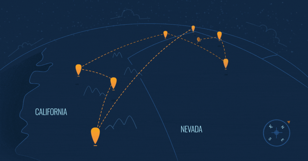 Le parcours de la liaison. // Source : Google Loon Le parcours de la liaison. // Source : Google Loon