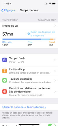 iOS 12 et le temps d'écran // Source : Julien Cadot pour Numerama