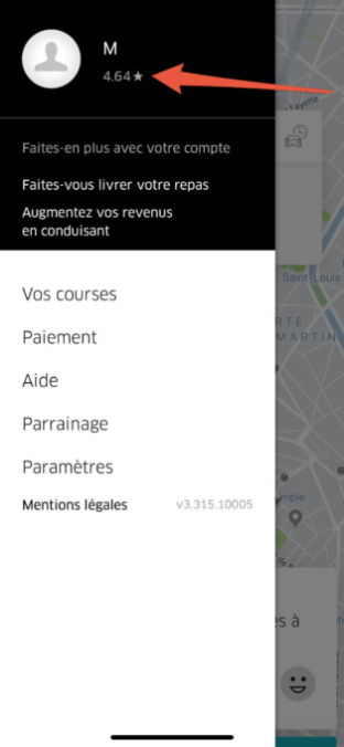 Capture d'écran de l'appli Uber // Source : Numerama Capture d'écran de l'appli Uber // Source : Numerama