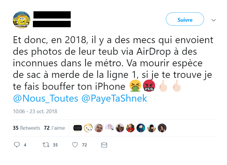 L'individu a continué à lui en envoyer malgré ses refus. // Source : Capture d'écran / Twitter