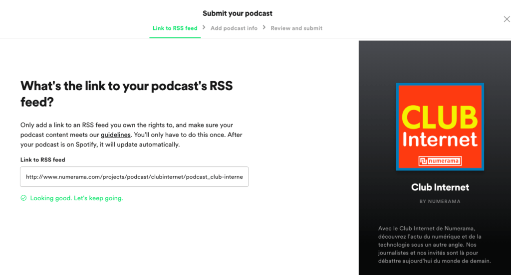 Aperçu de Spotify for Podcasters // Source : Spotify Aperçu de Spotify for Podcasters // Source : Spotify