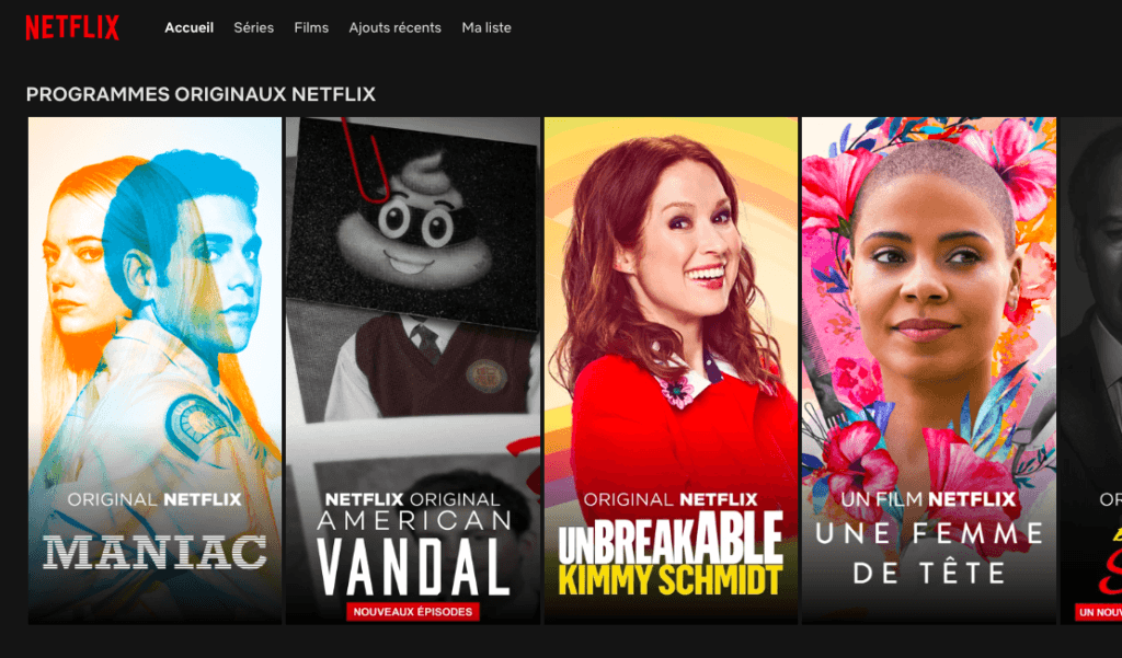 Ecran d'accueil de Netflix // Source : Netflix Ecran d'accueil de Netflix // Source : Netflix