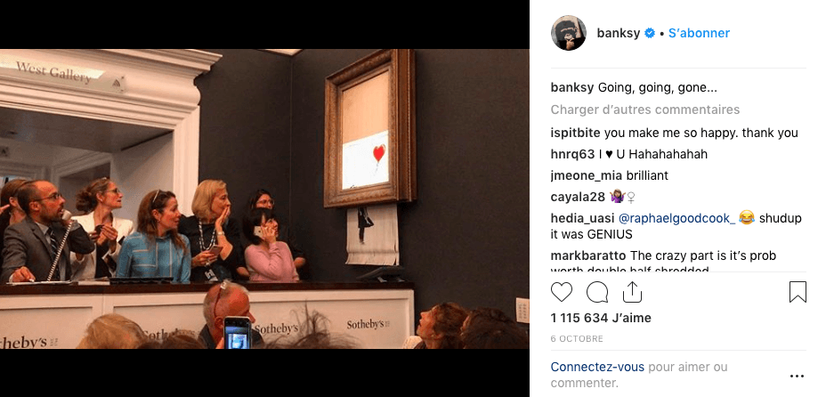 Le premier post de Banksy le 6 octobre // Source : Instagram/banksy Le premier post de Banksy le 6 octobre // Source : Instagram/banksy