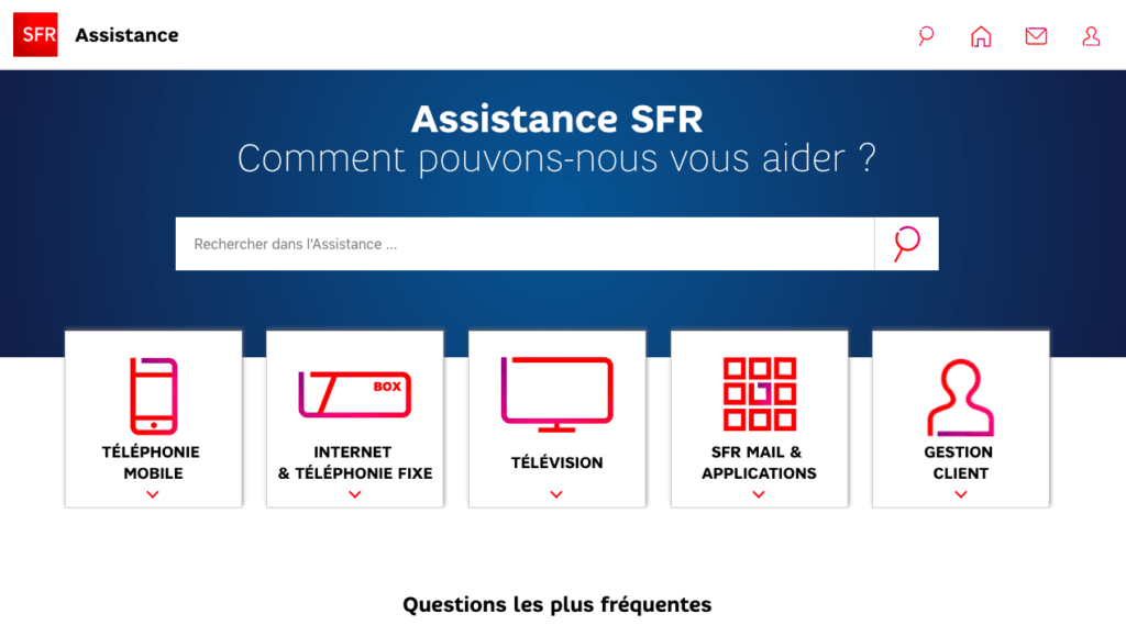 La page d'Assistance de SFR // Source : sfr.fr La page d'Assistance de SFR // Source : sfr.fr