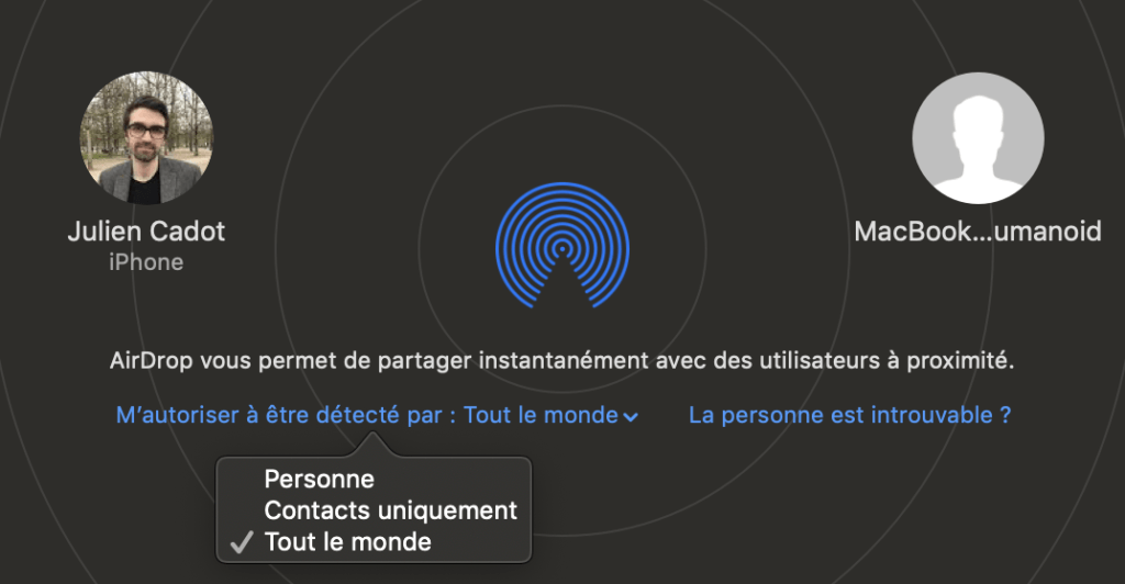 AirDrop sur macOS // Source : Numerama