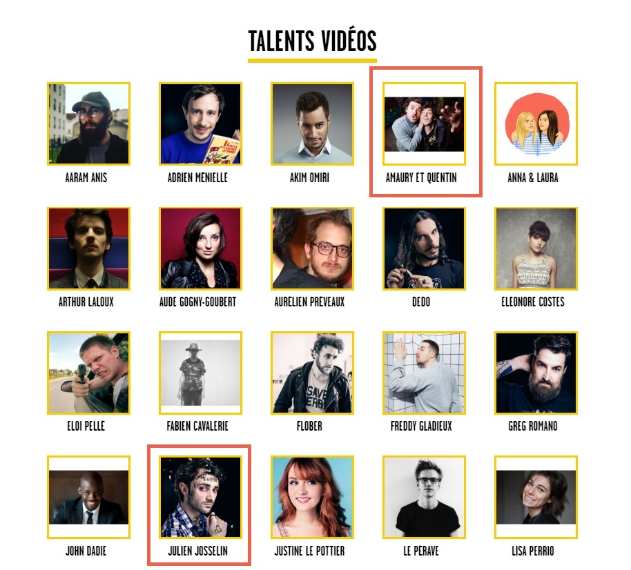 Ici, les membres (permanents et ponctuels, ainsi que d'ex-membres comme FloBer) du collectif Golden Moustache. Encadrés par Numerama, Amaury et Quentin et Julien Josselin. // Source : Capture d'écran / Golden Moustache Ici, les membres (permanents et ponctuels, ainsi que d'ex-membres comme FloBer) du collectif Golden Moustache. Encadrés par Numerama, Amaury et Quentin et Julien Josselin. // Source : Capture d'écran / Golden Moustache