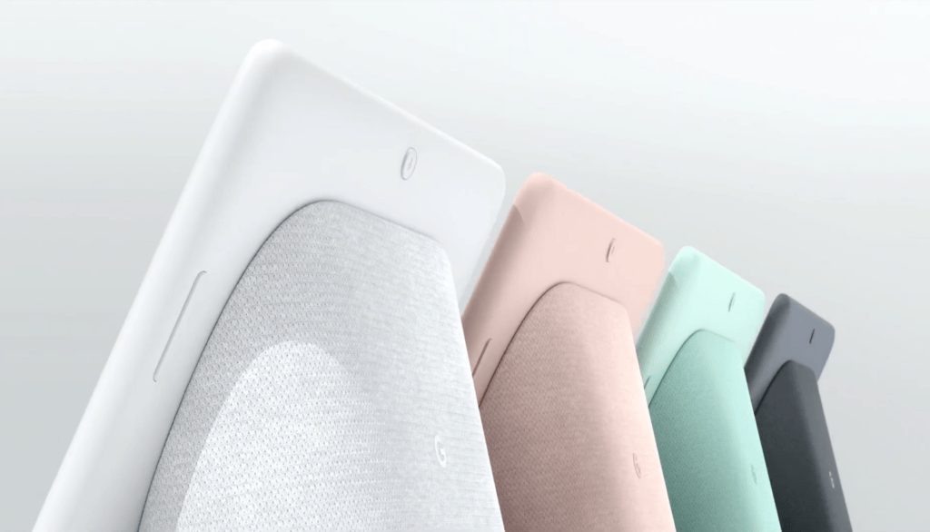 Les 4 coloris du Google Home Hub // Source : Google Les 4 coloris du Google Home Hub // Source : Google