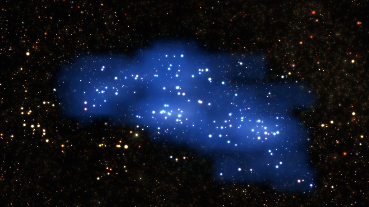Hyperion, la plus grande structure né aussi tôt dans l'univers. // Source : ESO/L. Calçada & Olga Cucciati et al. Hyperion, la plus grande structure né aussi tôt dans l'univers. // Source : ESO/L. Calçada & Olga Cucciati et al.