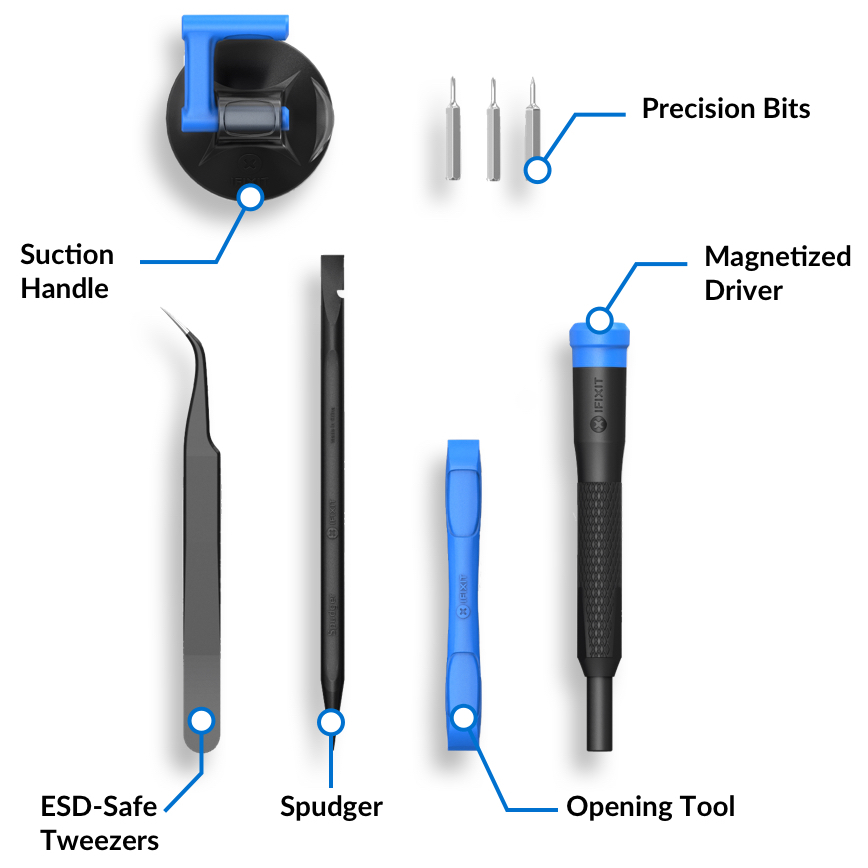 Les outils du kit. // Source : iFixit Les outils du kit. // Source : iFixit