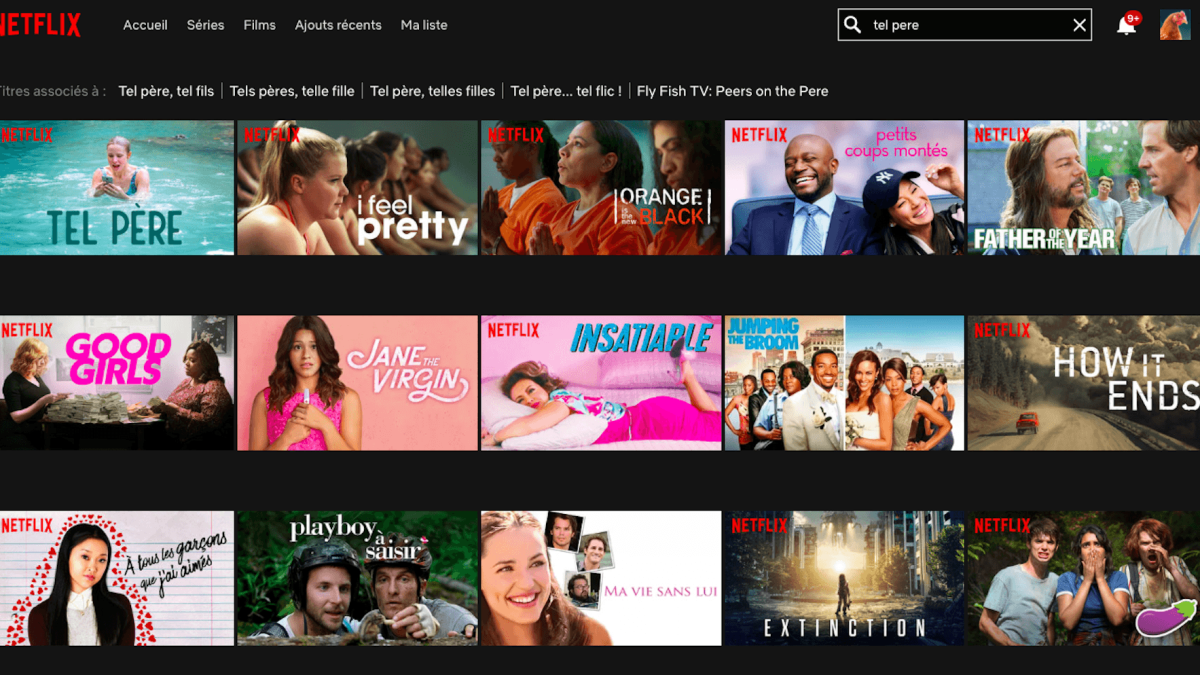 Capture d'écran d'une interface de recherche // Source : Netflix Capture d'écran d'une interface de recherche // Source : Netflix