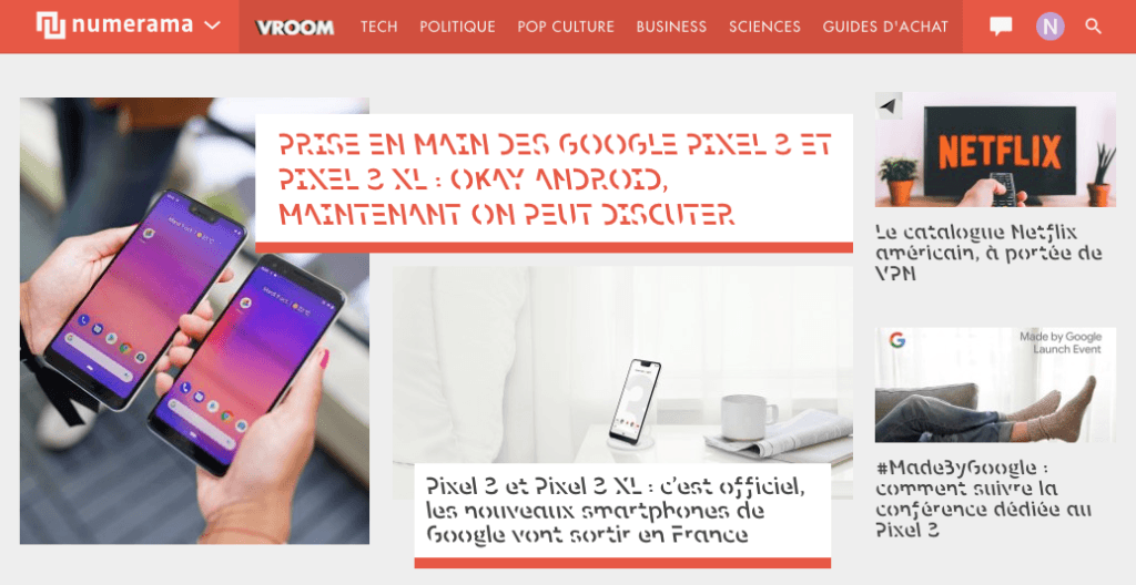 Le site de Numerama avec l'extension Sans Forgetica sur Chrome. // Source : Capture d'écran Numerama Le site de Numerama avec l'extension Sans Forgetica sur Chrome. // Source : Capture d'écran Numerama