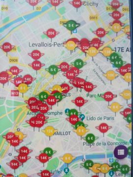 Les points rouges représentent les trottinettes introuvables, probablement cachées par des utilisateurs. // Source : Capture d'écran de l'application Bird utilisée par un juicer. Les points rouges représentent les trottinettes introuvables, probablement cachées par des utilisateurs. // Source : Capture d'écran de l'application Bird utilisée par un juicer.