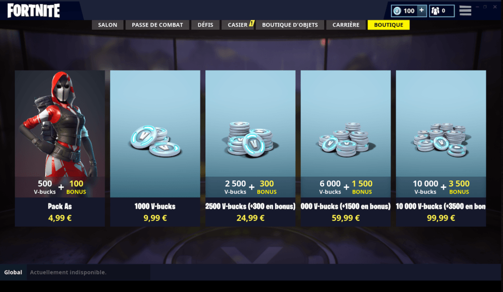 Capture d'écran de la boutique Fortnite // Source : Epic Games