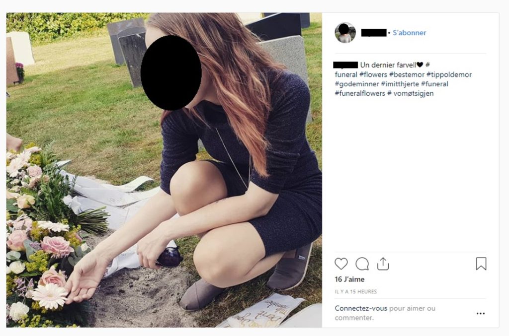 Sur Instagram, on se poste en photo sur une tombe, avec les hashtags qui vont bien. // Source : Instagram Sur Instagram, on se poste en photo sur une tombe, avec les hashtags qui vont bien. // Source : Instagram