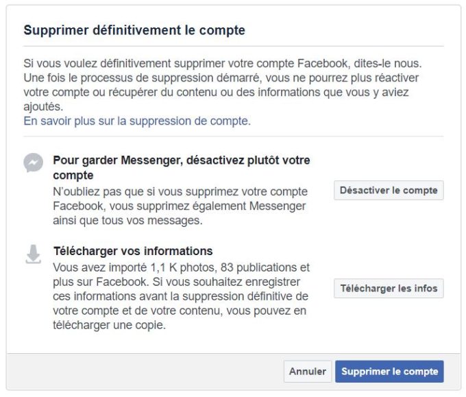 Pour supprimer définitivement son compte, ça se passe dans l'onglet "Paramètres". // Source : Capture d'écran / Numerama Pour supprimer définitivement son compte, ça se passe dans l'onglet "Paramètres". // Source : Capture d'écran / Numerama