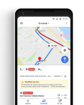 Un trajet multi-modal sur Maps. // Source : Google Un trajet multi-modal sur Maps. // Source : Google