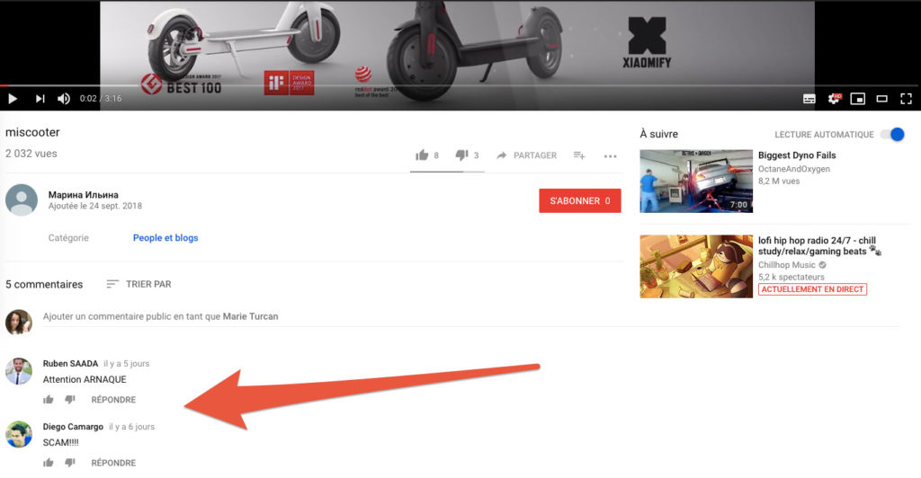 La vidéo utilisée sur le faux site // Source : YouTube La vidéo utilisée sur le faux site // Source : YouTube