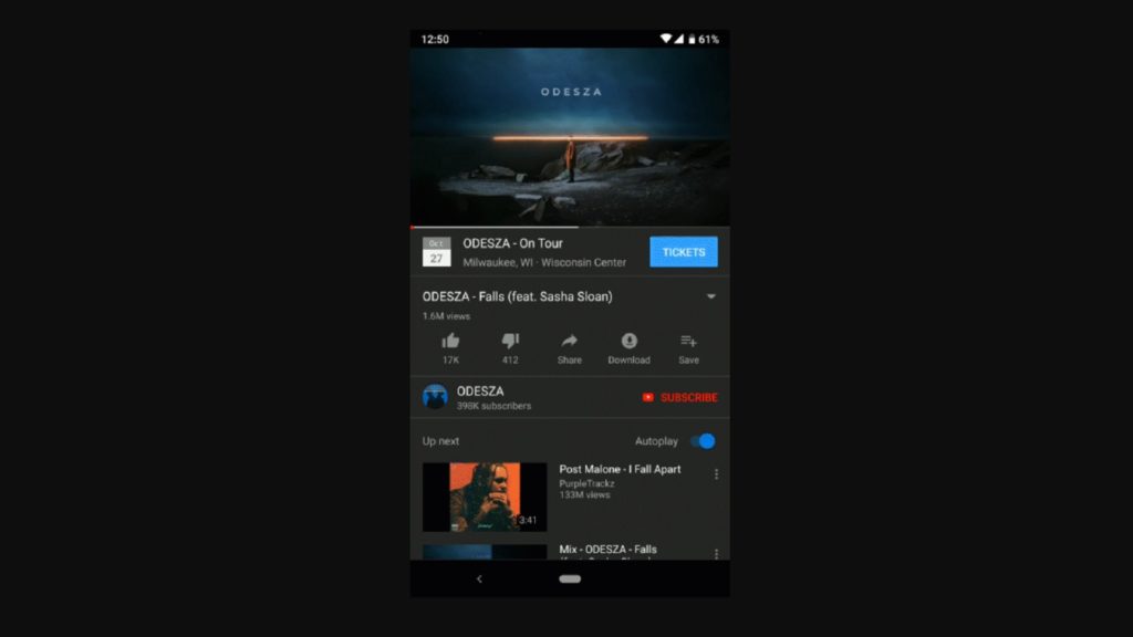 Sous la vidéo, un bouton bleu apparaît. // Source : YouTube Sous la vidéo, un bouton bleu apparaît. // Source : YouTube