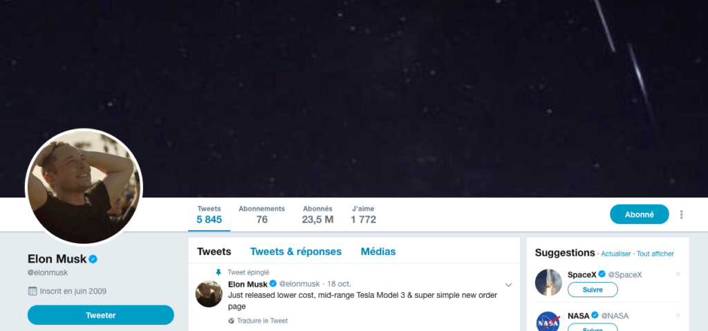 Elon Musk sur Twitter // Source : Twitter Elon Musk sur Twitter // Source : Twitter