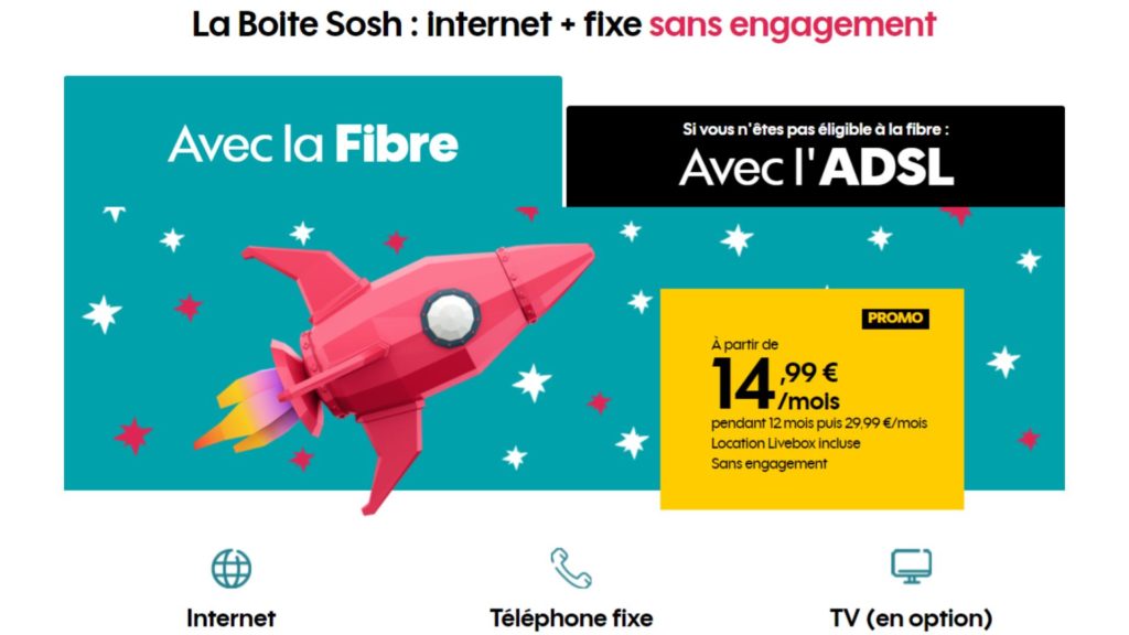 La boit Sosh à 14,99 euros La boit Sosh à 14,99 euros