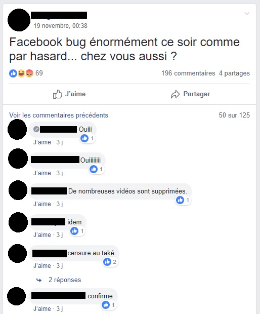 Un commentaire daté du 19 novembre. // Source : Capture d'écran Facebook / Numerama Un commentaire daté du 19 novembre. // Source : Capture d'écran Facebook / Numerama