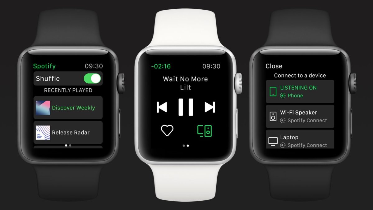 Spotify sur Apple Watch // Source : Spotify Spotify sur Apple Watch // Source : Spotify