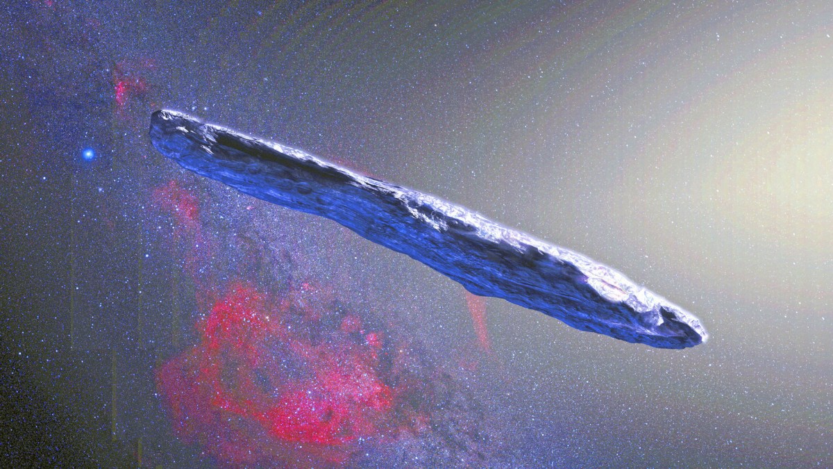 Une vue d'artiste d'Oumuamua. // Source : Flickr/CC/Stuart Rankin (photo recadrée) Une vue d'artiste d'Oumuamua. // Source : Flickr/CC/Stuart Rankin (photo recadrée)