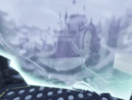 Un château apparaît dans le reflet d'une faille sur Fortnite. // Source : Capture d'écran Fortnite par U/super_star_BETA