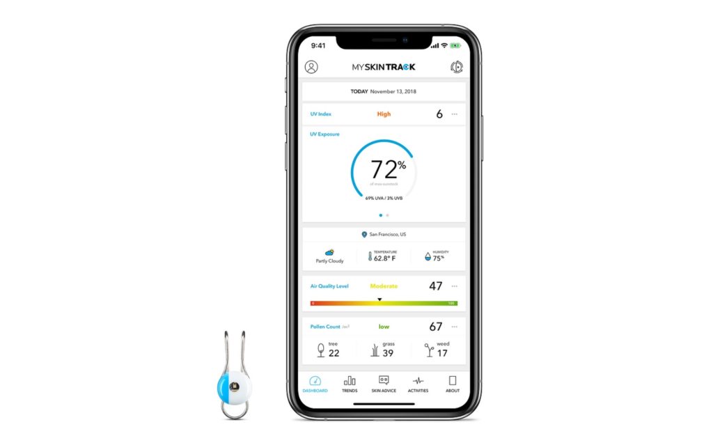 Le capteur est connecté à notre smartphone. // Source : Apple / L'Oréal Le capteur est connecté à notre smartphone. // Source : Apple / L'Oréal
