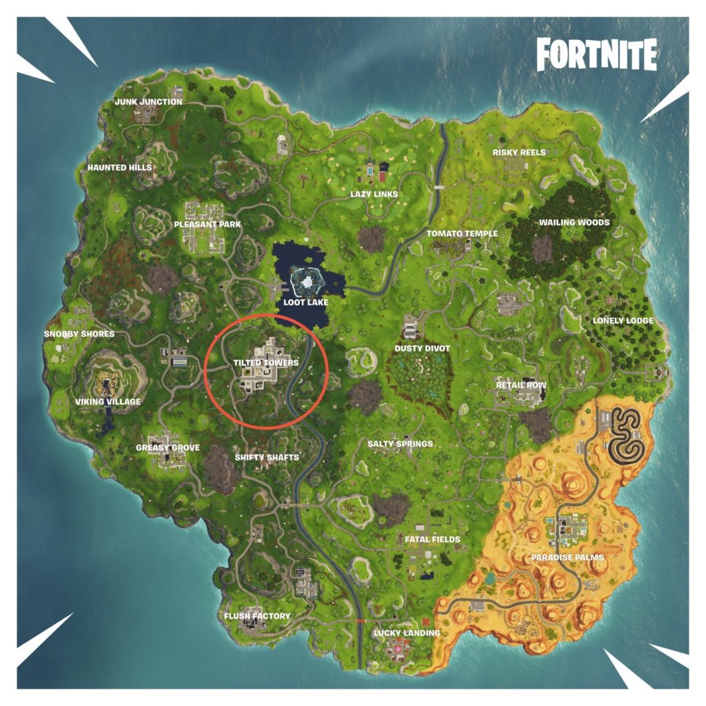 La carte de Fortnite au début de la saison 6 // Source : Fortnite Insider