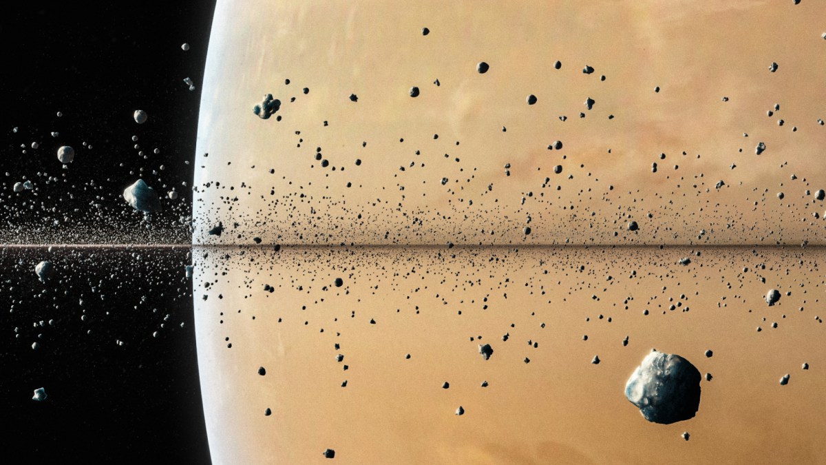 Les particules des anneaux de Saturne. // Source : Flickr/CC/Judy Schmidt (photo recadrée) Les particules des anneaux de Saturne. // Source : Flickr/CC/Judy Schmidt (photo recadrée)
