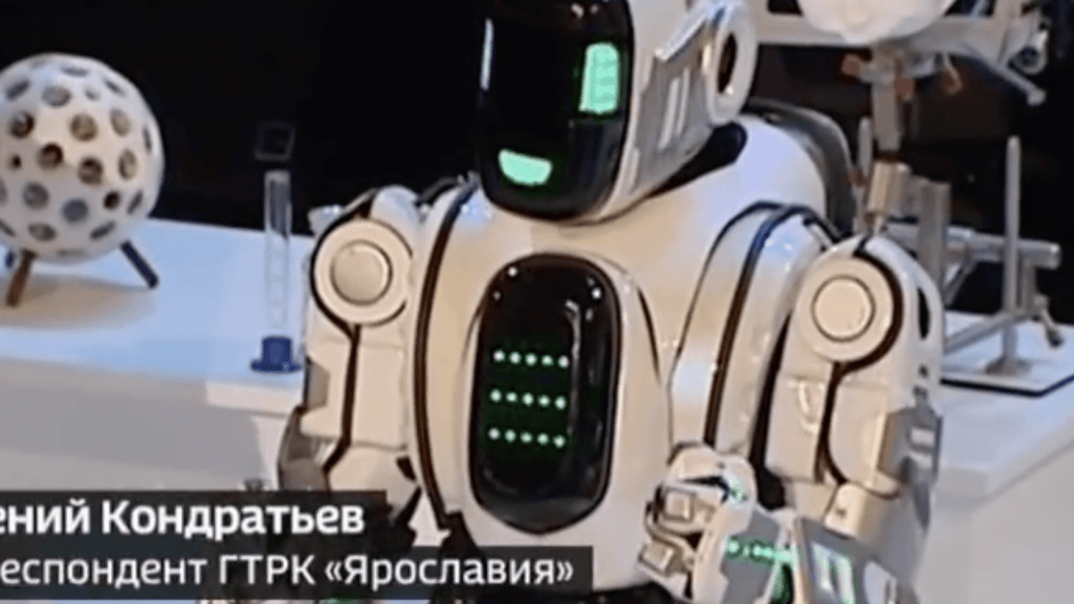 Boris le faux robot russe // Source : Russia 24 (YouTube) Boris le faux robot russe // Source : Russia 24 (YouTube)