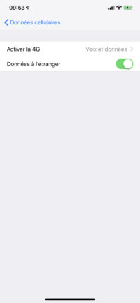 Réglage iOS pour les données // Source : Capture d'écran Numerama Réglage iOS pour les données // Source : Capture d'écran Numerama