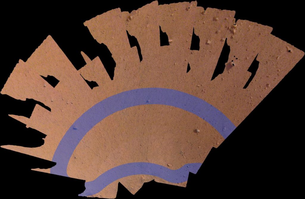L'espace de travail d'InSight. // Source : NASA/JPL-Caltech L'espace de travail d'InSight. // Source : NASA/JPL-Caltech