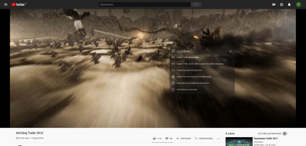 Option lecture en boucle vidéo YouTube Option lecture en boucle vidéo YouTube