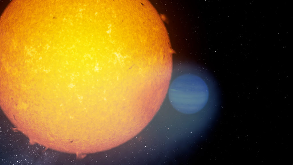 Les particules d'hélium quittent l'atmosphère pour former cette queue. // Source : Gabriel Perez Diaz (IAC) Les particules d'hélium quittent l'atmosphère pour former cette queue. // Source : Gabriel Perez Diaz (IAC)