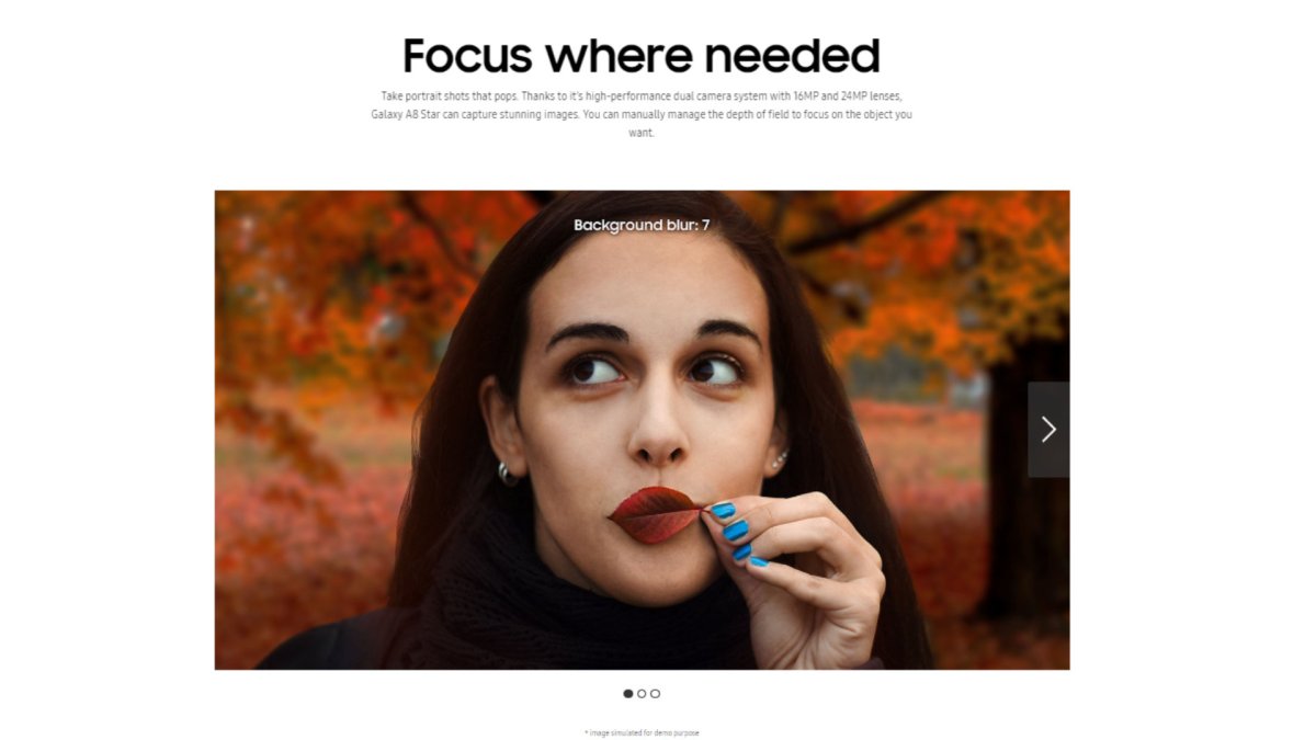 La photo utilisée par Samsung pour promouvoir l'un de ses smartphones. // Source : Samsung La photo utilisée par Samsung pour promouvoir l'un de ses smartphones. // Source : Samsung
