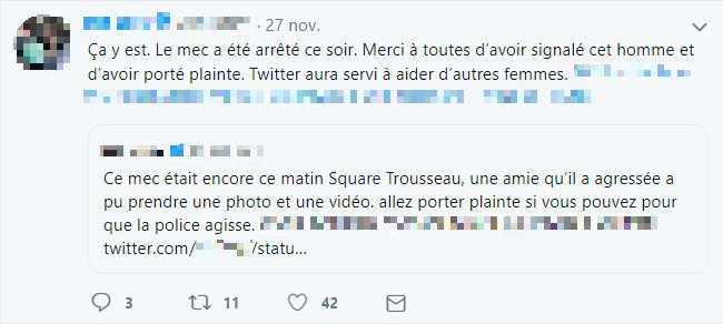 Un agresseur a été arrêté. // Source : Capture d'écran Twitter / Numerama Un agresseur a été arrêté. // Source : Capture d'écran Twitter / Numerama