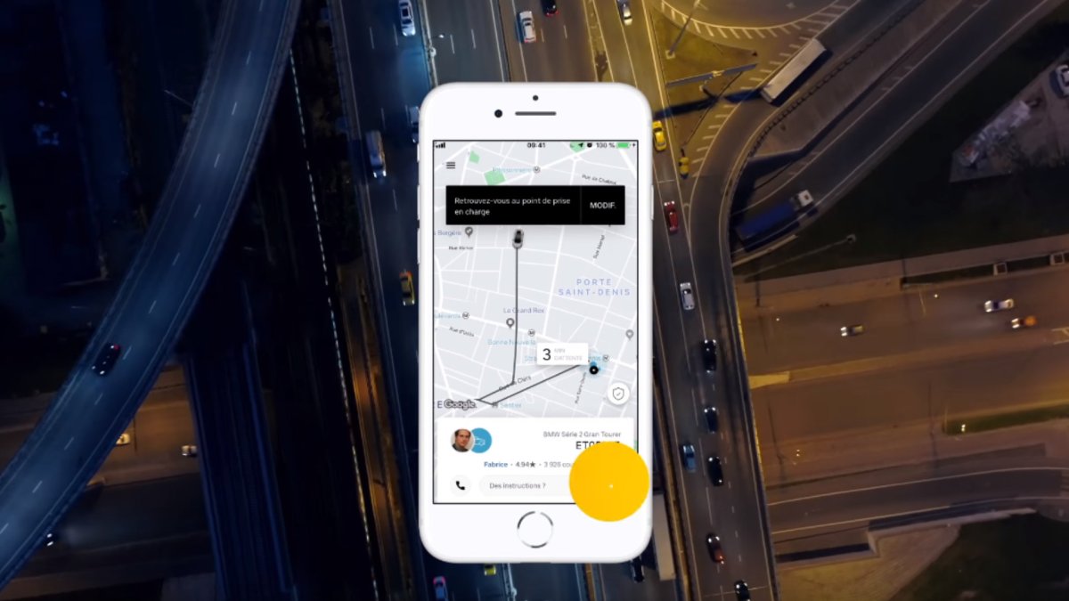 La vue depuis l'application Uber. // Source : Uber La vue depuis l'application Uber. // Source : Uber