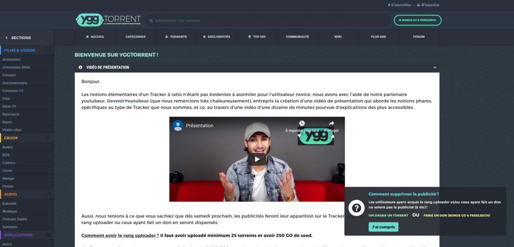 YggTorrent Popup Publicité YggTorrent Popup Publicité