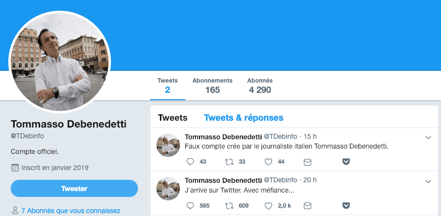 Capture du 3 janvier 2019 // Source : Twitter/Tommasso Debenedetti Capture du 3 janvier 2019 // Source : Twitter/Tommasso Debenedetti