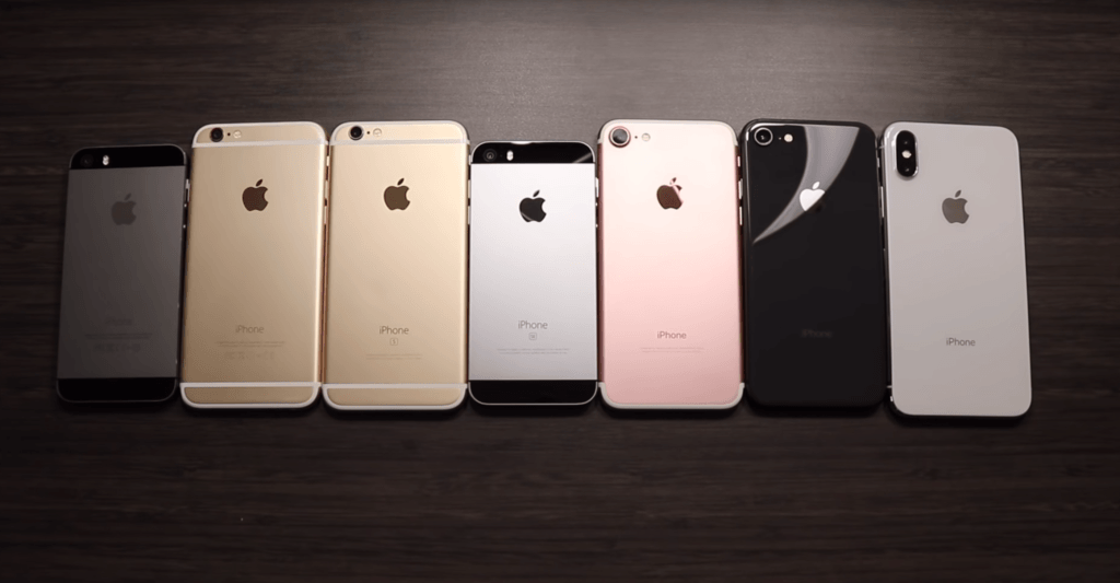 Les différentes tailles d'iPhone, du 5S au X // Source : YouTube/Nick Ackerman Les différentes tailles d'iPhone, du 5S au X // Source : YouTube/Nick Ackerman