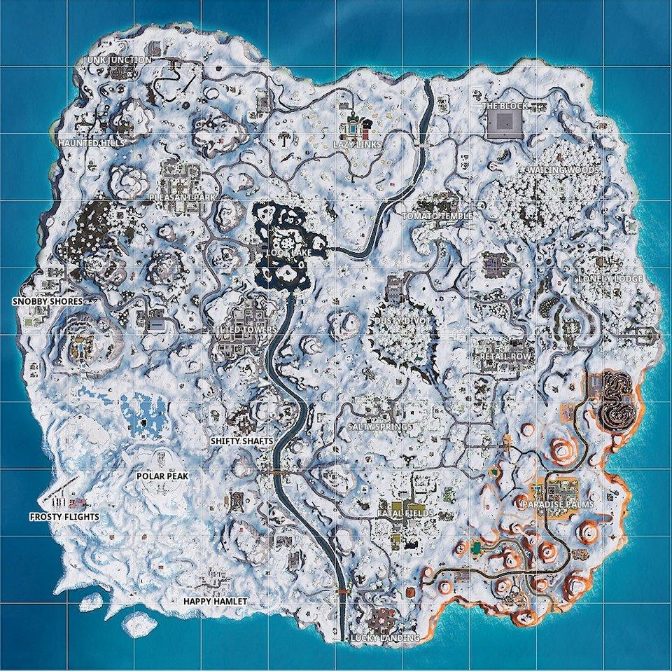 La nouvelle carte de Fortnite // Source : Epic Games/Forbes La nouvelle carte de Fortnite // Source : Epic Games/Forbes