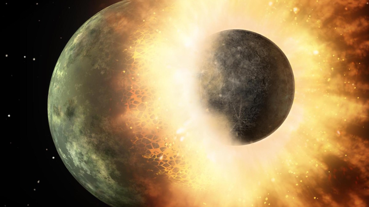 Un impact entre deux corps, de la taille de Mercure et de notre Lune. // Source : NASA/JPL-Caltech (photo recadrée) Un impact entre deux corps, de la taille de Mercure et de notre Lune. // Source : NASA/JPL-Caltech (photo recadrée)