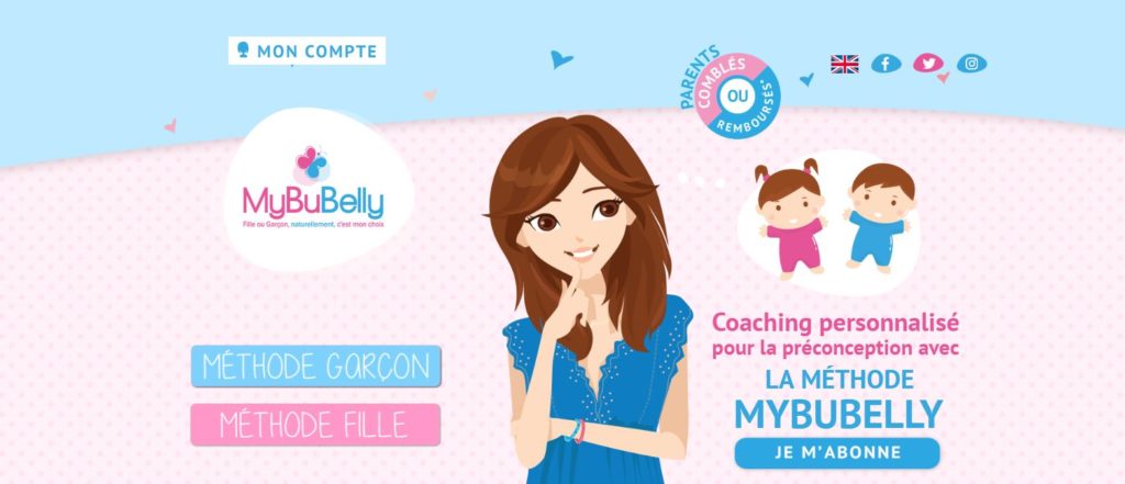 La page d'accueil du site dédié à l'application. // Source : Capture d'écran MyBuBelly La page d'accueil du site dédié à l'application. // Source : Capture d'écran MyBuBelly