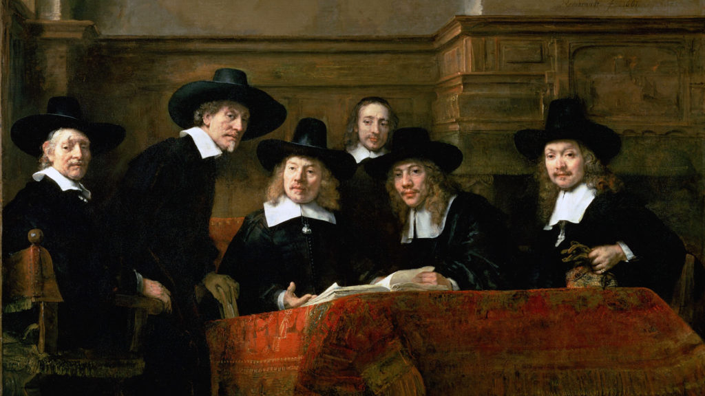 Le syndic de la guilde des drapiers, Rembrandt (1662). // Source : Wikimedia/Domaine public (photo recadrée) Le syndic de la guilde des drapiers, Rembrandt (1662). // Source : Wikimedia/Domaine public (photo recadrée)
