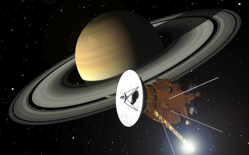 La sonde Cassini et Saturne. // Source : Pixabay (photo recadrée) La sonde Cassini et Saturne. // Source : Pixabay (photo recadrée)